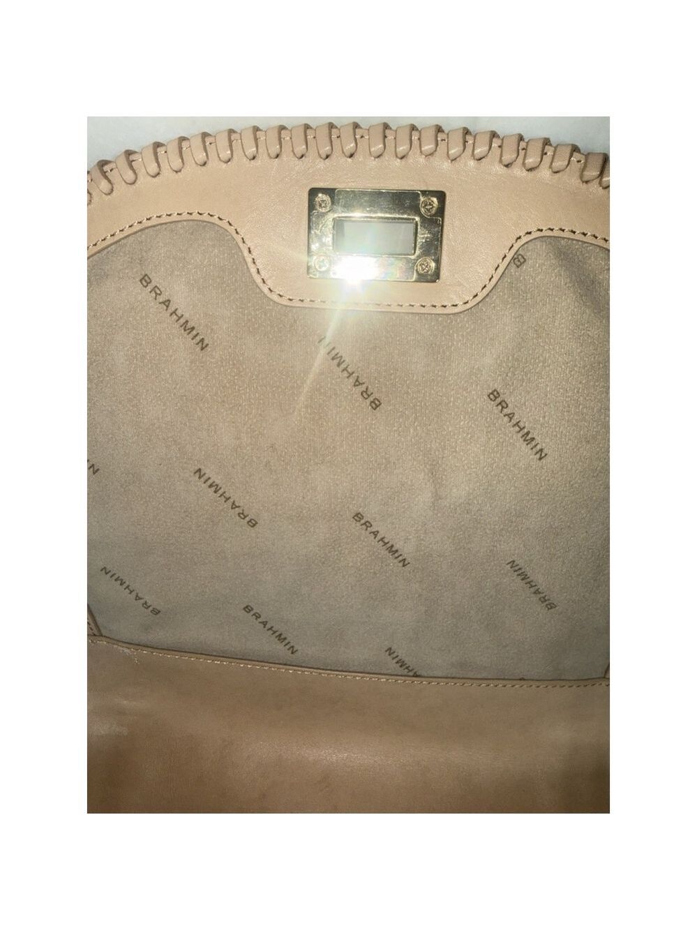 SUNGLOW DALTON Brahmin SONNY Ivory Sand WHIPSTITCH Flap SADDLE BAG Crossbody - Picture 10 of 15